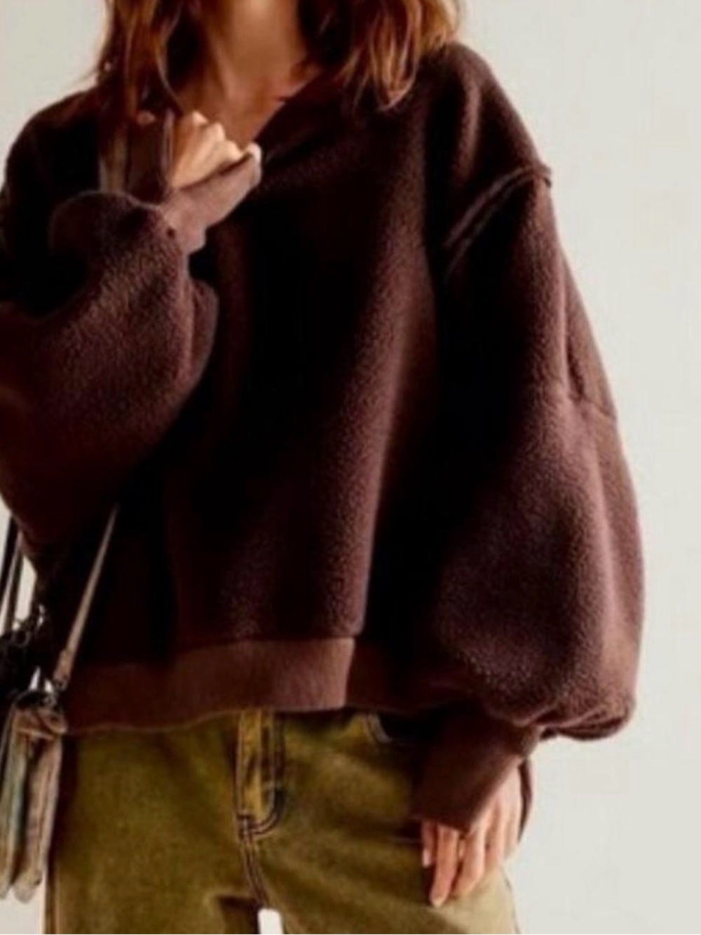 We The Free Brown Sherpa Pullover Jacket